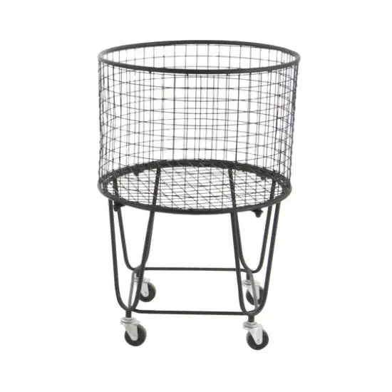 CosmoLiving by Cosmopolitan 24" Black Industrial Metal Storage Cart {8}