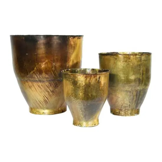 Antique Brass Finish Metal Planters Set, 3ct. {3}