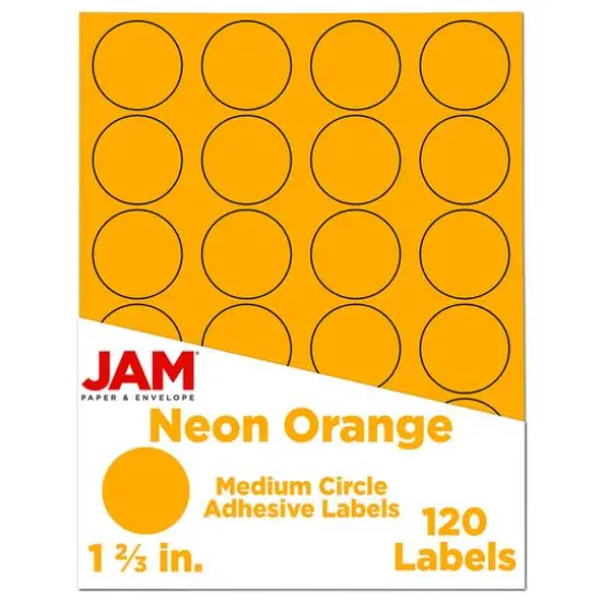 JAM Paper Circle Label Stickers Neon Orange {1}