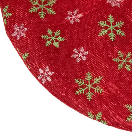 20" Red Metallic & Snowflake Print Mini Tree Skirt {6}