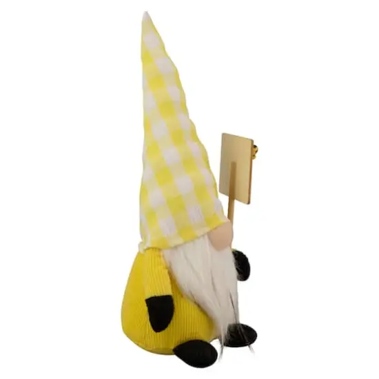 10" Yellow Gingham Hat Springtime Gnome with Chalk Board {5}