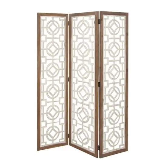 White Wood Farmhouse Room Divider Screen, 72" x 54" x 1" {1}