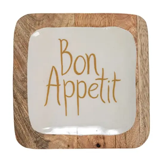 Hello Honey&reg; Bon Apetit Enameled Mango Wood Tray Set {7}