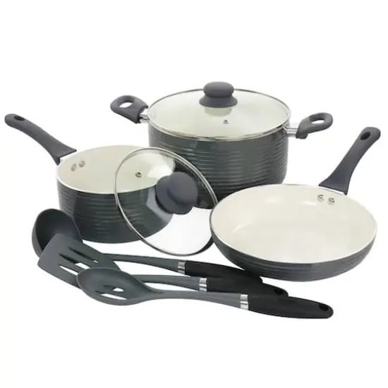 Oster Ridge Valley 8-Piece Gray Aluminum Nonstick Cookware Set {1}