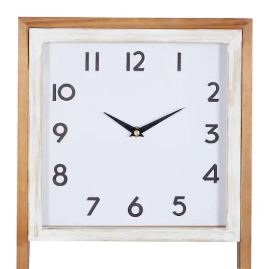 Brown Wood Farmhouse Wall Clock, 24" x 12" x 4" {4}