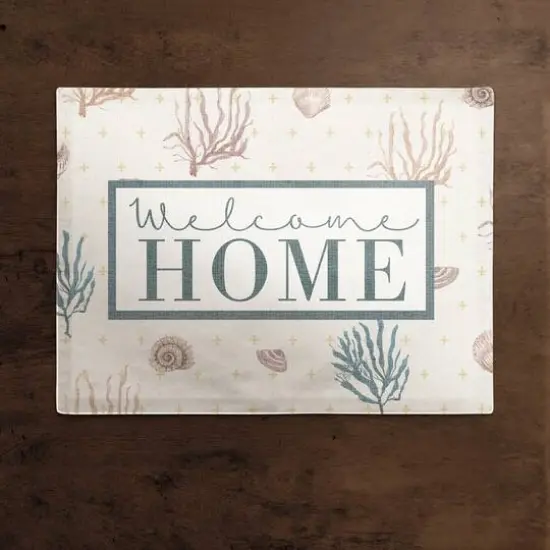 Welcome Home Multi Shell Coral & Plus Cotton Twill Placemat Yellow/White {3}