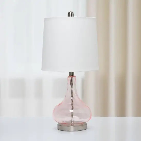 Lalia Home 23" Glass Table Lamp with White Fabric Shade Rose Quartz {5}