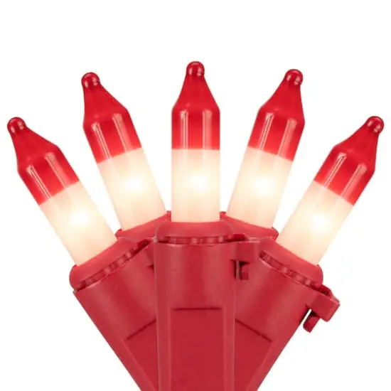 50ct. Peppermint Mini Christmas Light Set With Red Wire {1}