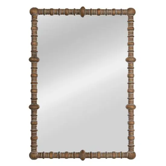 Hello Honey 30" x 43.25"Distressed Pine Wood Beaded Dowel Wall Mirror {6}