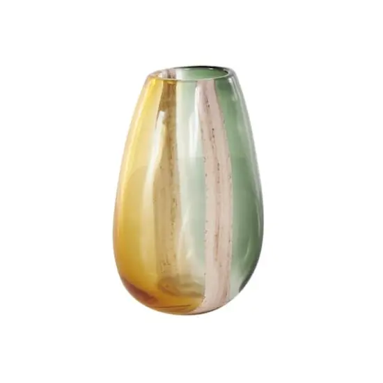 Multicolored Ombre Glass Vase with Pink Textured Stripe Details {5}