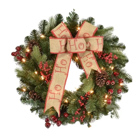 24" Pre-Lit Decorated Wreath {1}