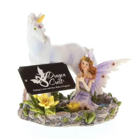 Forest Magic Fairy and Unicorn Figurine 5.25" x 4.25" x 5" {5}