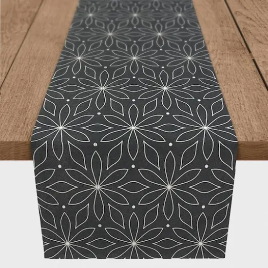 Monochromatic Flowers 16" x 90" Cotton Twill Runner {1}