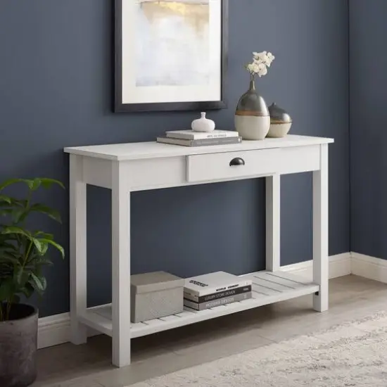 Walker Edison Brushed White Country Style Entry Table {3}