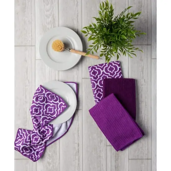 Eggplant Lattice Microfiber Dishtowel, 4ct. {9}
