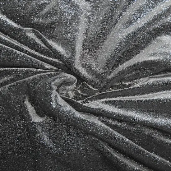 Feldman Black with Silver Sparkle Stretch Velvet Fabric {4}