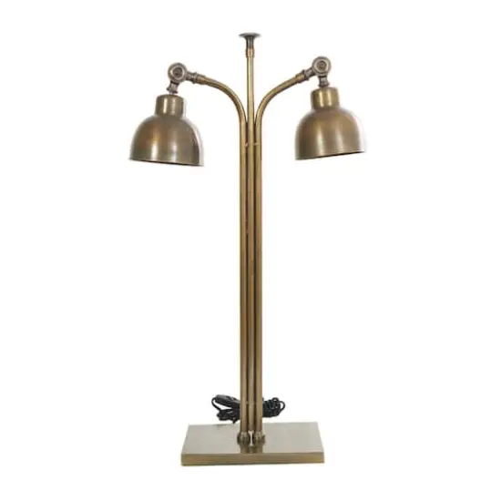 2ft. Brass Stainless Steel Desk Lamp with Double Shades {5}