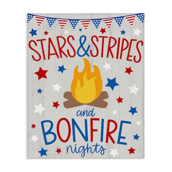 Stupell Industries Stars Stripes and Bonfire Phrase Nights Americana Pride Canvas Wall Art {1}