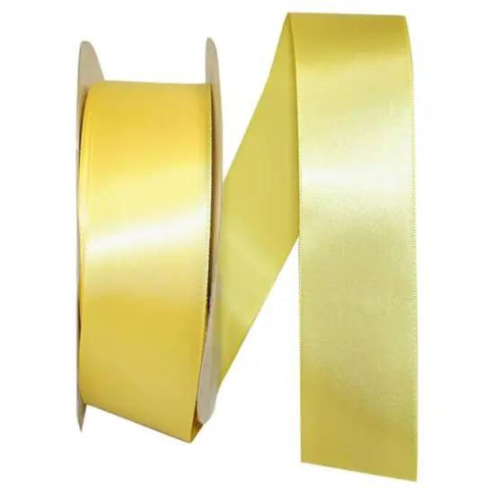 JAM Paper 1.5" x 50yd. Single Face Satin Ribbon Lemon {1}