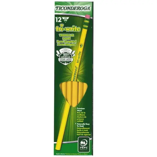 Ticonderoga&reg; Tri-Write&trade; Pencils with Eraser, 6 Packs of 12 {3}
