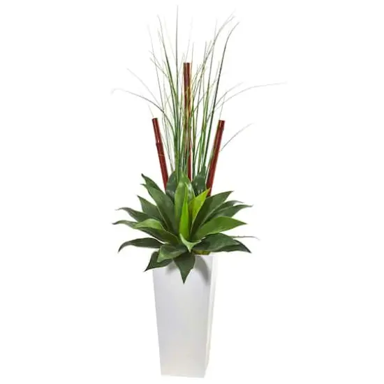 4.5ft. Giant Agave Succulent Artificial Plant in White Planter {1}