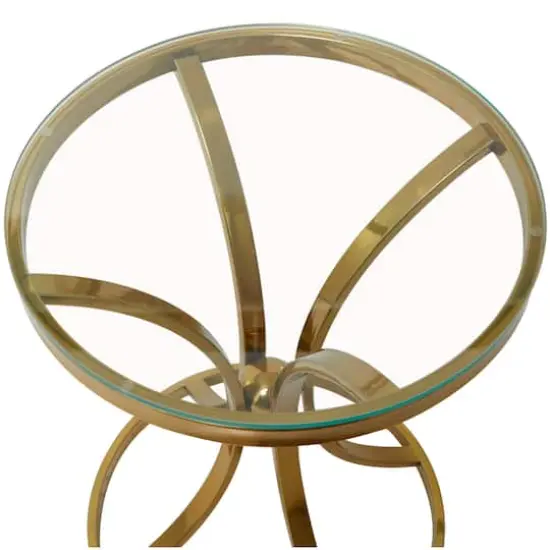 Gold Stainless Steel Contemporary Accent Table, 18" x 18" x 25" {5}