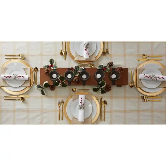 DII&reg; 120" Gold Lurex Plaid Tablecloth {7}