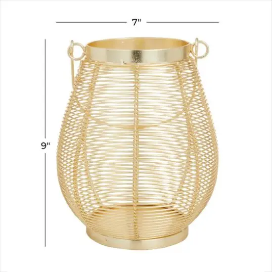 Gold Iron Glam Lantern, 9" x 7" x 7" {9}