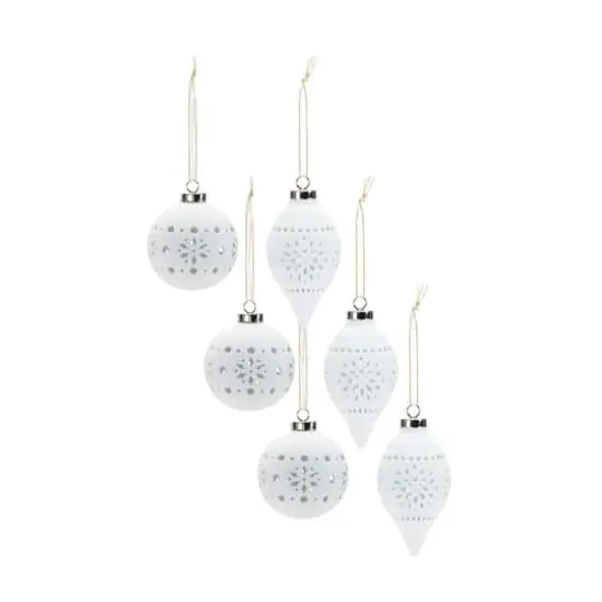 6 Pack White Onion & Ball Porcelain Ornaments {3}