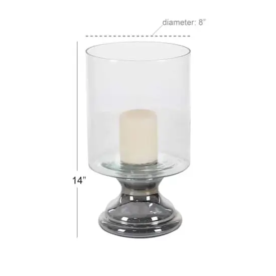 14" Clear Glass Traditional Candle Holder {6}