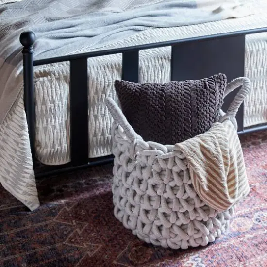 CosmoLiving by Cosmopolitan Gray Polyester Coastal Storage Basket Set {9}