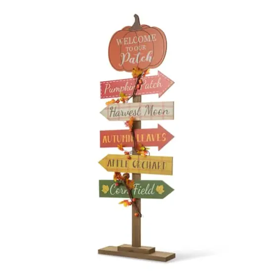 Glitzhome&reg; 42.5" Fall Wooden Pumpkin Patch Porch Sign {10}