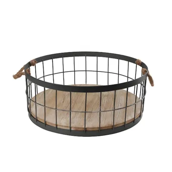 Wire Baskets with Wooden Base & Handles, 2ct. {3}