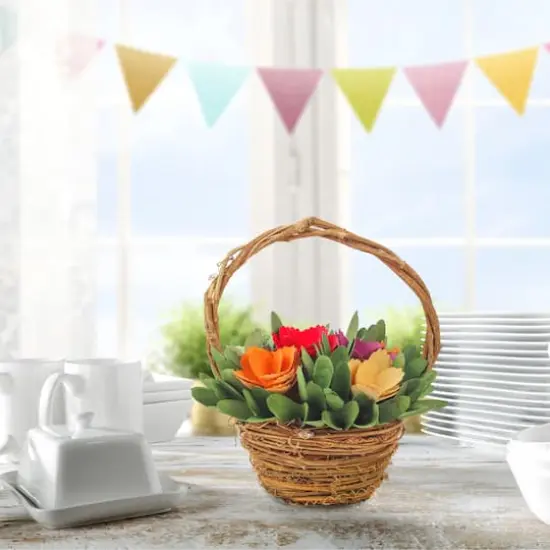 10" Multicolor Spring Floral Basket {3}