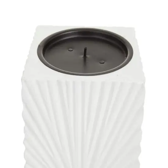 CosmoLiving by Cosmopolitan Set of 3 White MDF Contemporary Candle Holder, 12" x 4" x 4" {4}