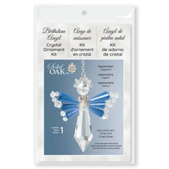 Solid Oak September/Sapphire Birthstone Angel Crystal Suncatcher Ornament Kit {1}