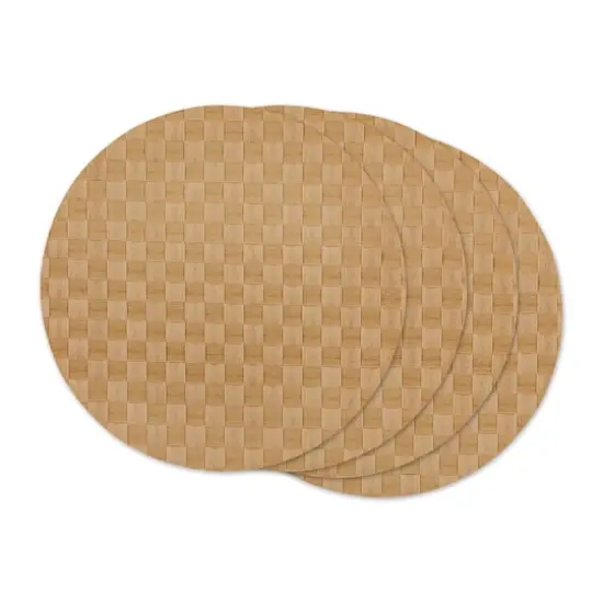 DII&reg; Reversible Round Basket Weave Woven Placemats, 4ct. Natural {1}
