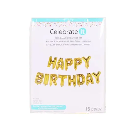 Happy Birthday Gold Foil Balloon Banner Kit By Celebrate It&trade; {5}