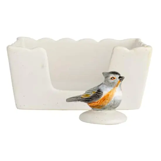 Hello Honey&reg; 6" Wide Green & White Avian Grace Stoneware Napkin Holder with Weight {8}