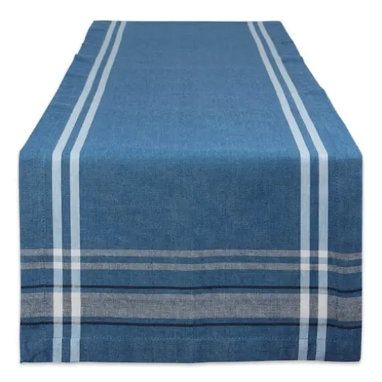 DII&reg; 108" French Stripe Table Runner Blue Chambray {1}