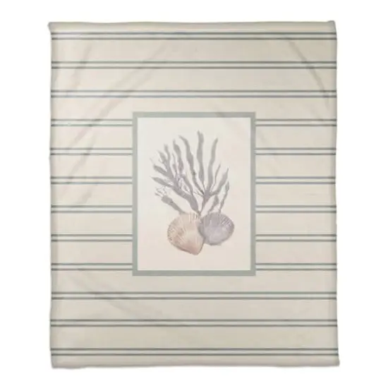 Scallop and Olive Shell 50" x 60" Coral Fleece Blanket {1}