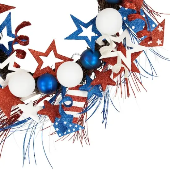 22" Glittered Stars & Rockets Patriotic Wreath {4}
