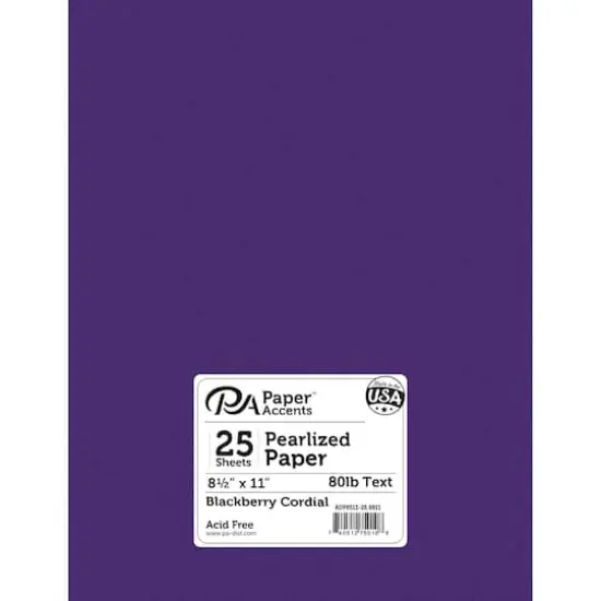 PA Paper&trade; Accents Pearlized 8.5" x 11" 80lb. Paper, 25 Sheets Blackberry Cordial {1}