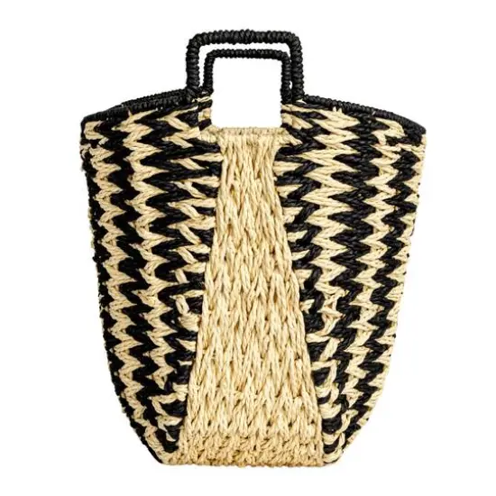 Household Essentials 16" Black & Natural Zigzag Woven Paper Rope Basket {6}