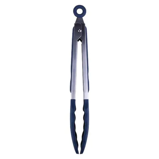 9" Navy Stainless Steel Silicone Tong by Makery&trade; {1}