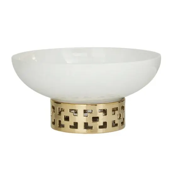 White Stoneware Glam Decorative Bowl, 7" x 11" x 11" {5}