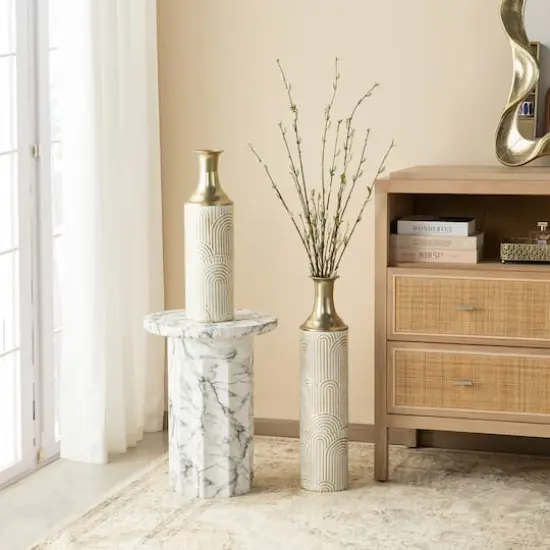 Glitzhome&reg; Modern White & Gold Metal Floor Vases Set {6}