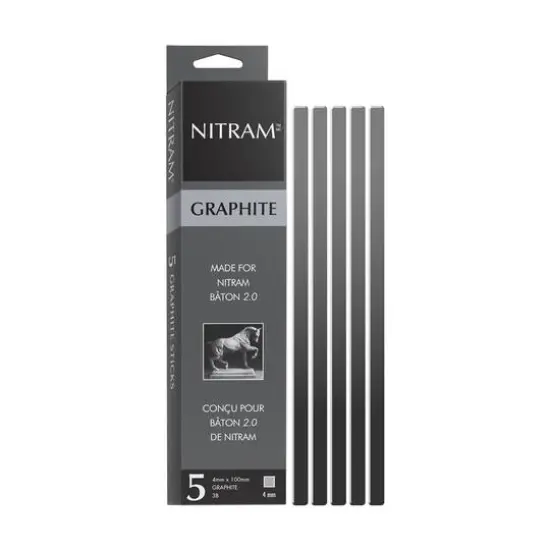 Nitram&trade; Graphite Baton 4mm 3B Charcoal Refills, 5ct. {1}