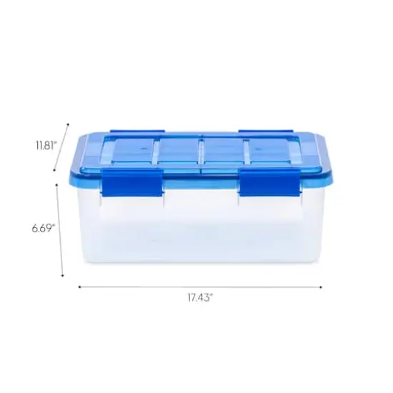 IRIS&reg; WeatherPro&trade; 16qt. Clear Heavy Duty Plastic Storage Bin with Blue Lid {5}