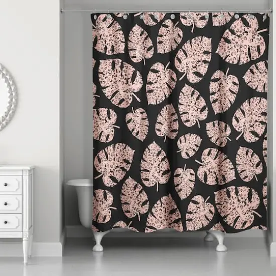 Pink Cheetah-Monstera Shower Curtain {3}